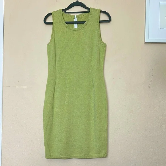 green emerald velvet dress Green Summer Knit Maxi Dress XS main image 1
